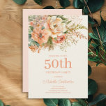 Elegant Peach Cream Floral 50. Geburtstag Einladung<br><div class="desc">Elegante Pfirsich und cremefarbene Aquarell Blumen und Blätter 50. Geburtstagsfeier Einladung für Frauen. Wenden Sie sich an mich,  um Hilfe bei Ihren Anpassungen zu erhalten oder um zusätzliche Matching- oder Koordinierungsstellen von Zazzle-Produkten für Ihre Veranstaltung(en) anzufordern.</div>