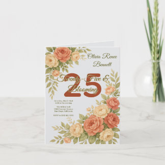 Elegant Peach & Cream Floral Birthday Einladung