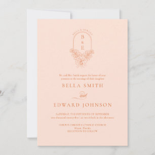 Elegant Peach Fuzz Wedding Einladung