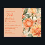 Elegant Peach Orange Rose 60. Geburtstag Einladungspostkarte<br><div class="desc">Schöne pfirsich/orange Rose zum 60. Geburtstag Party Blumenladen Postcard. Text ist vollständig anpassbar,  sodass diese Karte für jedes Alter entworfen werden kann. Kontaktieren Sie mich für Hilfe bei der Anpassung oder um passende Produkte anzufordern.</div>
