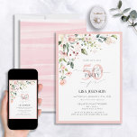 Elegant Peach Pink Blumenschrift 50. Geburtstag Einladung<br><div class="desc">Mit diesem wunderschönen Pfirsichpfirsichrosa-Schriftzeichen zum 50. Geburtstag laden wir Sie ein, Ihren 50. Geburtstag zu feiern! Mit einem exquisiten Bouquet aus rosafarbenen Blume und botanischer Vegetation ist diese luxuriöse Karte ein Set für Ihre Feier. Die elegante Kalligrafie mit Schreibschrift bietet Eleganz und Modernität, wenn Sie die Details Ihres Geburtstagsbashs personalisieren....</div>