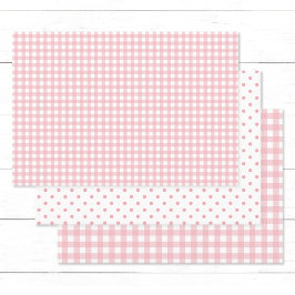 Elegant Peach Pink Gingham Karo Polka Dots Geschenkpapier Set