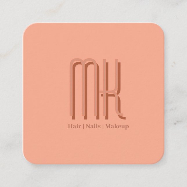 Elegant Peach Salon Monogram Appointment Card Terminkarte (Vorderseite)