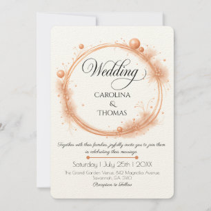 Elegant Peach Sparkle Wedding Script Calligraphy Einladung