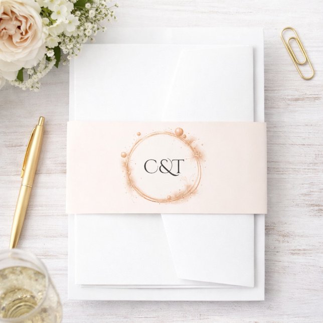 Elegant Peach Sparkle Wedding Script Calligraphy Einladungsbanderole (Von Creator hochgeladen)