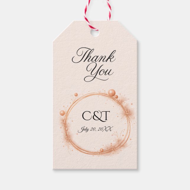 Elegant Peach Sparkle Wedding Script Calligraphy Geschenkanhänger (Vorderseite)