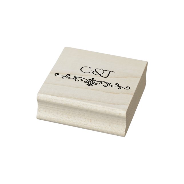 Elegant Peach Sparkle Wedding Script Calligraphy Gummistempel (Stempel)