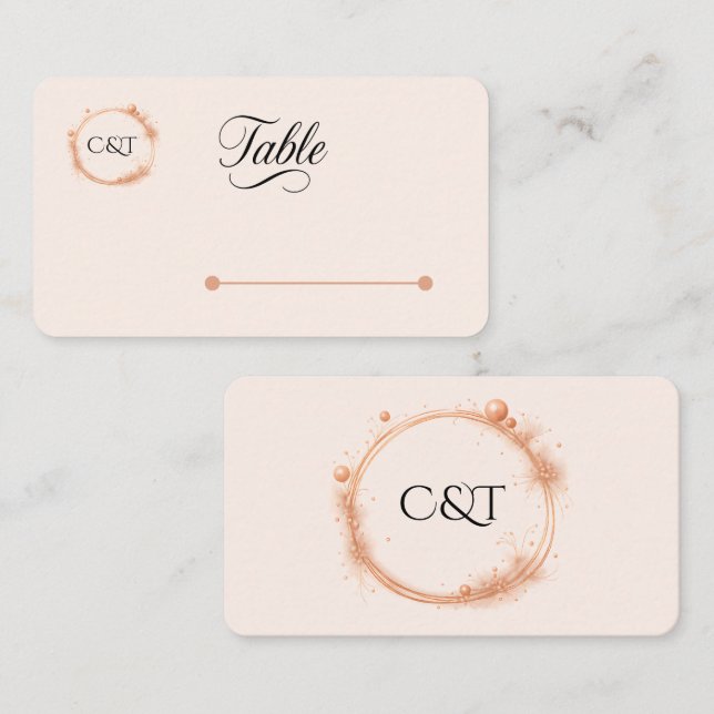 Elegant Peach Sparkle Wedding Script Calligraphy Platzkarte (Vorne/Hinten)