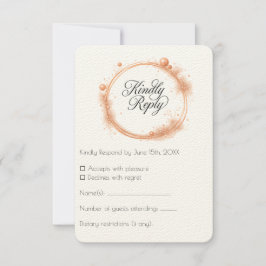 Elegant Peach Sparkle Wedding Script Calligraphy RSVP Karte