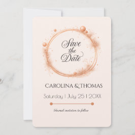 Elegant Peach Sparkle Wedding Script Calligraphy Save The Date