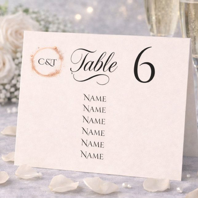 Elegant Peach Sparkle Wedding Script Calligraphy Tischnummer (Von Creator hochgeladen)