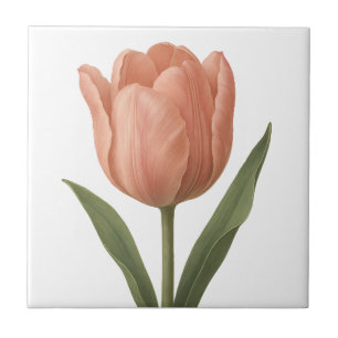 Elegant Peach Tulip Botanische Illustration Fliese