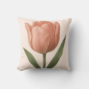 Elegant Peach Tulip Botanische Illustration Kissen