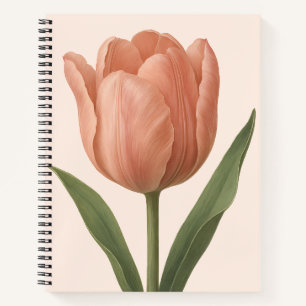 Elegant Peach Tulip Botanische Illustration Notizbuch