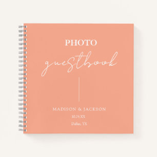 Elegant Peach Wedding Gäestbook Notizbuch