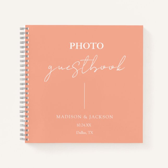 Elegant Peach Wedding Gäestbook Notizbuch (Vorderseite)