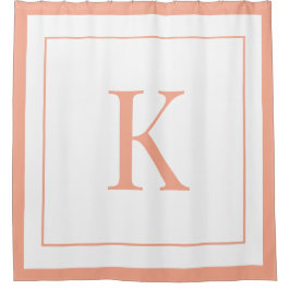 Elegant Peach white Initial Monogram  Duschvorhang
