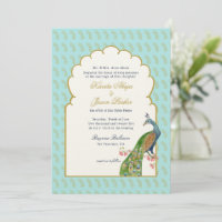 Elegant Peacock Aqua & gold Indian Wedding