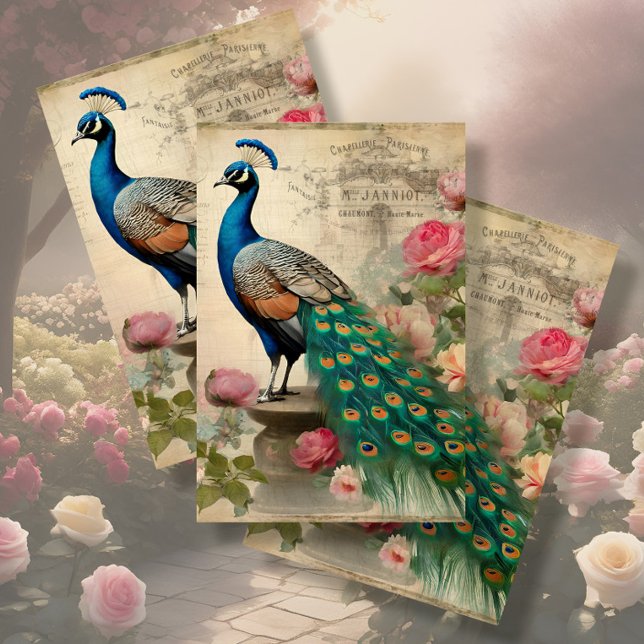 Elegant Peacock Birdcage Floral Ephemera Decoupage Seidenpapier (Von Creator hochgeladen)