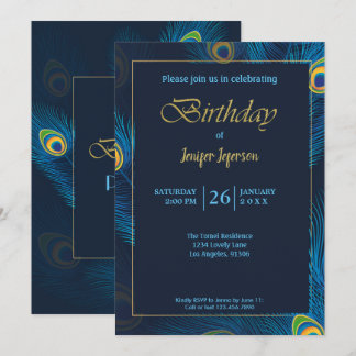 Elegant Peacock Birthday Einladung