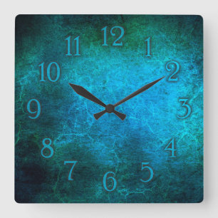 Elegant peacock blue wall clock quadratische wanduhr