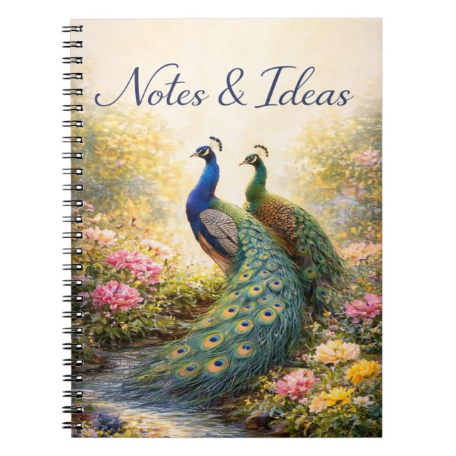 Elegant Peacock Couple Design | Aesthetic Nature  Notizblock (Vorderseite)