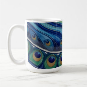 Elegant Peacock Feather Mandala Kaffeetasse