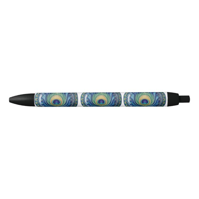 Elegant Peacock Feather Mandala Kugelschreiber (Vorderseite)