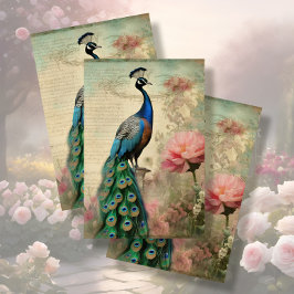 Elegant Peacock Floral French Ephemera Seidenpapier