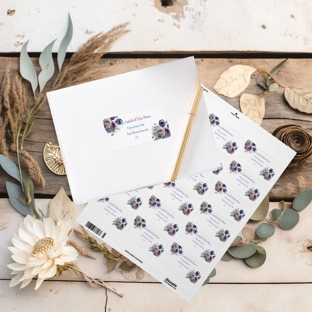 Elegant Peacock Floral Matching Address Labels Adressaufkleber (Von Creator hochgeladen)