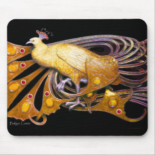 ELEGANT PEACOCK JEWEL IN GELBSCHWARZ MOUSEPAD