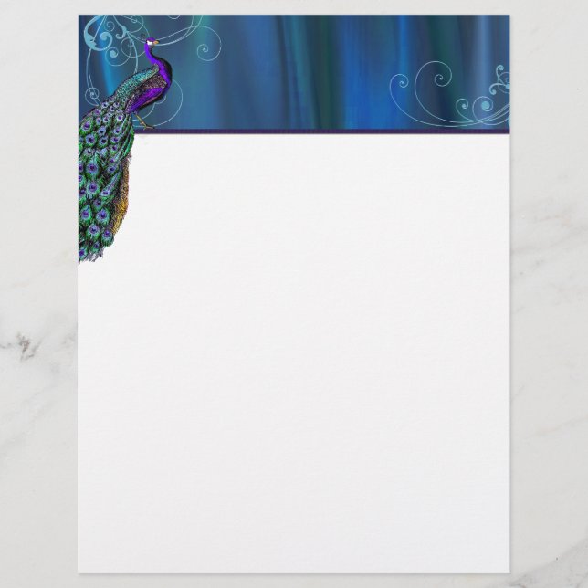 Elegant Peacock Letterhead Stationery (Vorderseite)