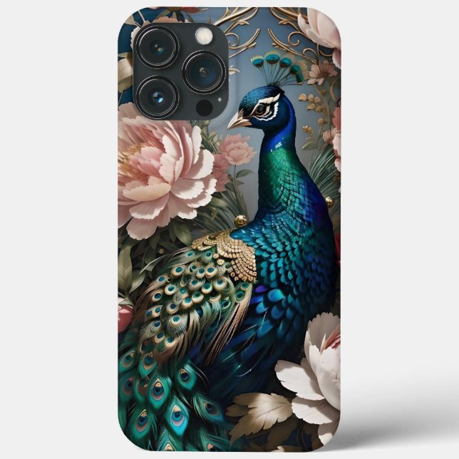 Elegant Peacock Pink Peonies Case-Mate iPhone Hülle (Rückseite)