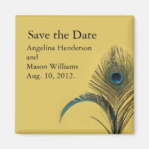 Elegant Peacock Save the Date Magnet (gelb)