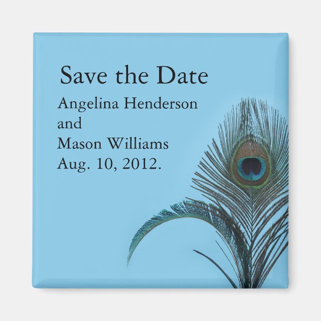 Elegant Peacock Save the Date Magnet (türkis) (Vorne)
