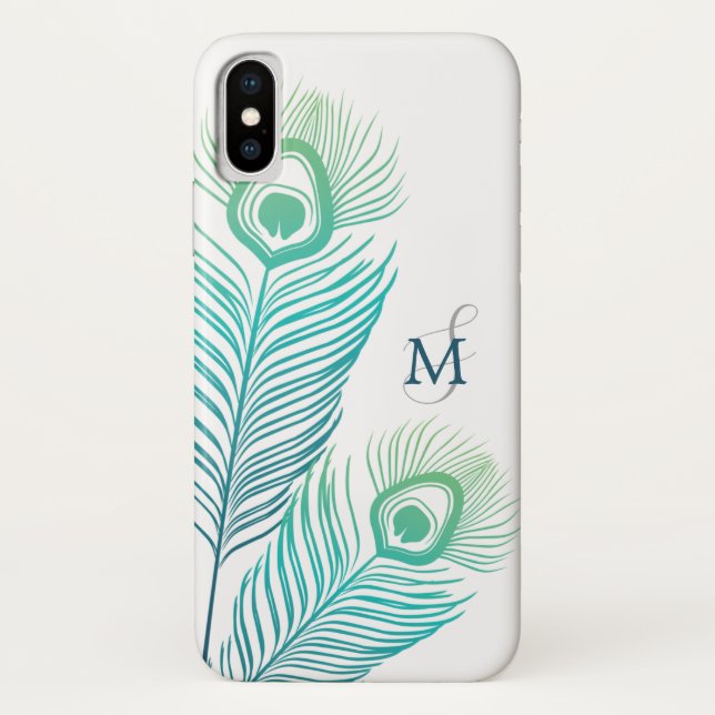 Elegant Peacock Vintag Monogram Case-Mate iPhone Hülle (Rückseite)