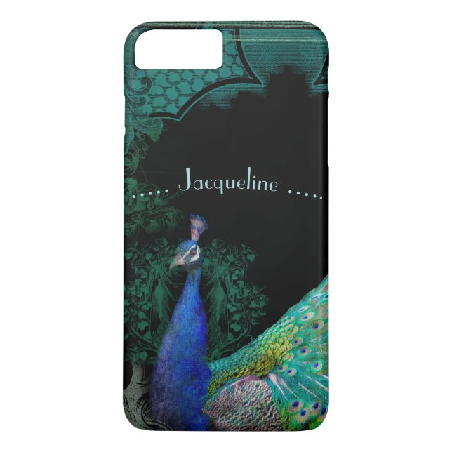Elegant Peacock w Scrolls Personalisiert Designer Case-Mate iPhone Hülle (Rückseite)