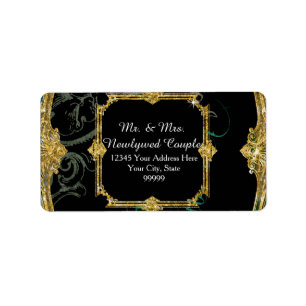 Elegant Peacock w Vintag Scrolls Indian Wedding Adressaufkleber