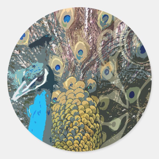 Elegant Peacock Wedding Stickers (Vorderseite)