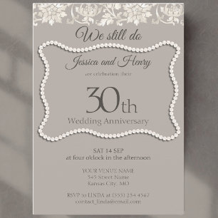 Elegant Pearl 30. Hochzeitstag Einladung