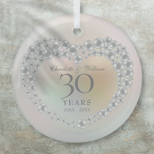 Elegant Pearl 30. Hochzeitstag Ornament Aus Glas