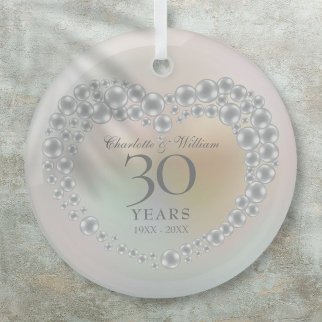 Elegant Pearl 30. Hochzeitstag Ornament Aus Glas (Elegant Pearl 30th Wedding Anniversary Glass Ornament)