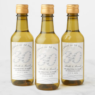 Elegant Pearl 30 Jahre Mini Weinetikett