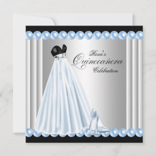 Elegant Pearl Baby Blue Quinceanera Einladungen