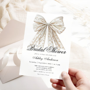 Elegant Pearl Bow Brautparty Einladung