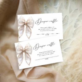 Elegant Pearl Bow Diaper Raffle Tickets Begleitkarte