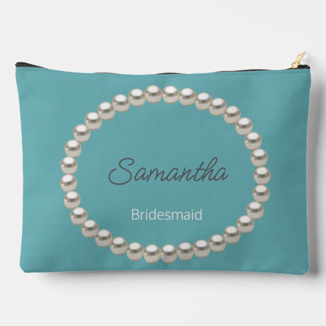 Elegant Pearl Brautparty Blue Zubehörtasche (Rückseite)
