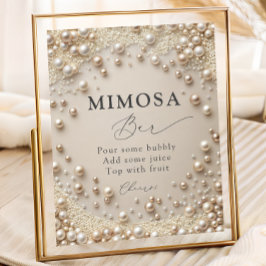 Elegant Pearl Brautparty Mimosa Bar Poster