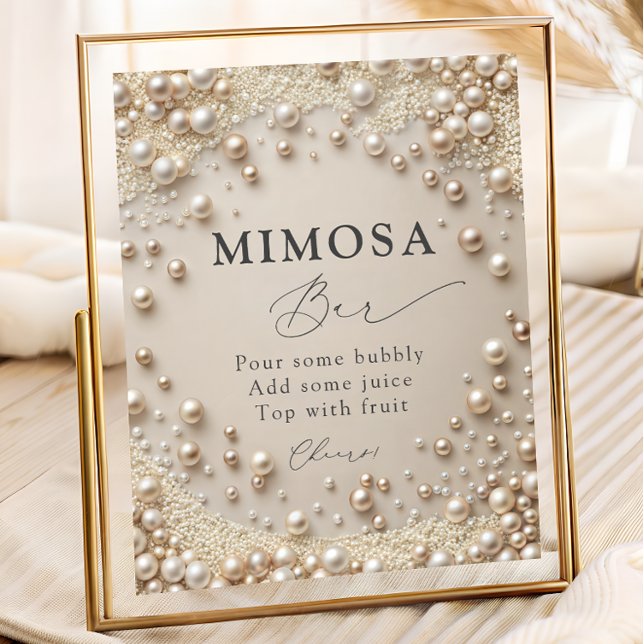 Elegant Pearl Brautparty Mimosa Bar Poster (Von Creator hochgeladen)