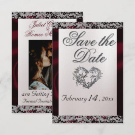 Elegant Pearl, Burgund Ribbon & Sparkle Save The Date